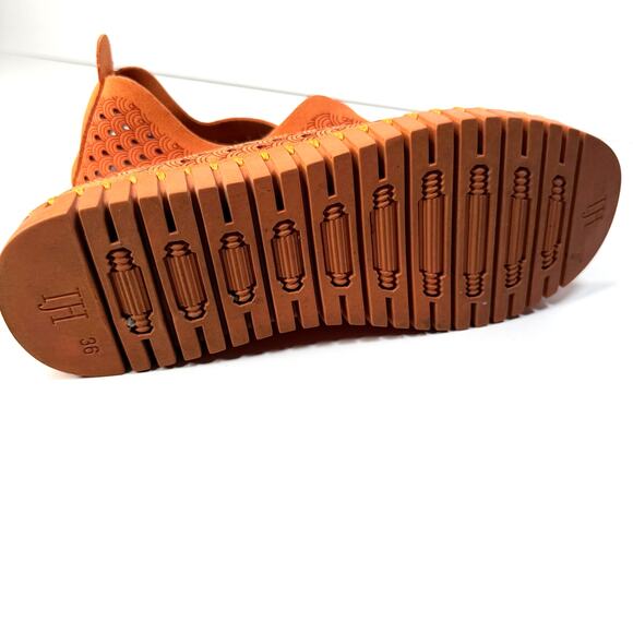 Ilse Jacobson Tulip139 Women’s Size 36 Leather Slip On Sneakers Orange Comfort - Picture 3 of 5